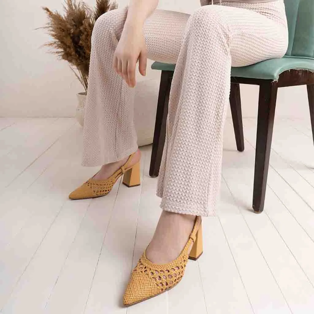 Saint Delaney Ocra Hand Woven Leather Block Heels