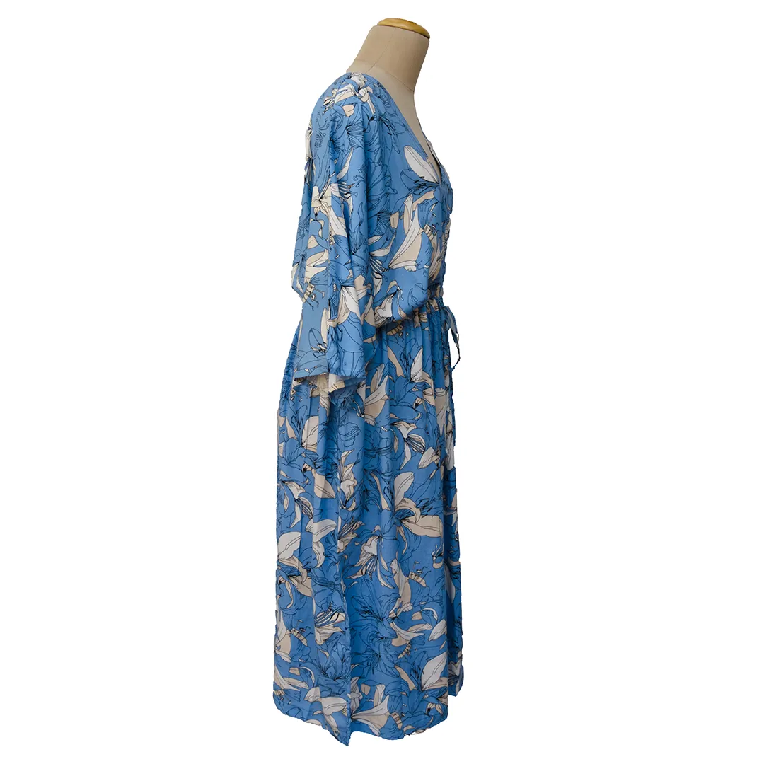 Steel Blue lilys  Viscose Maxi Dress UK Size 18-32 M136