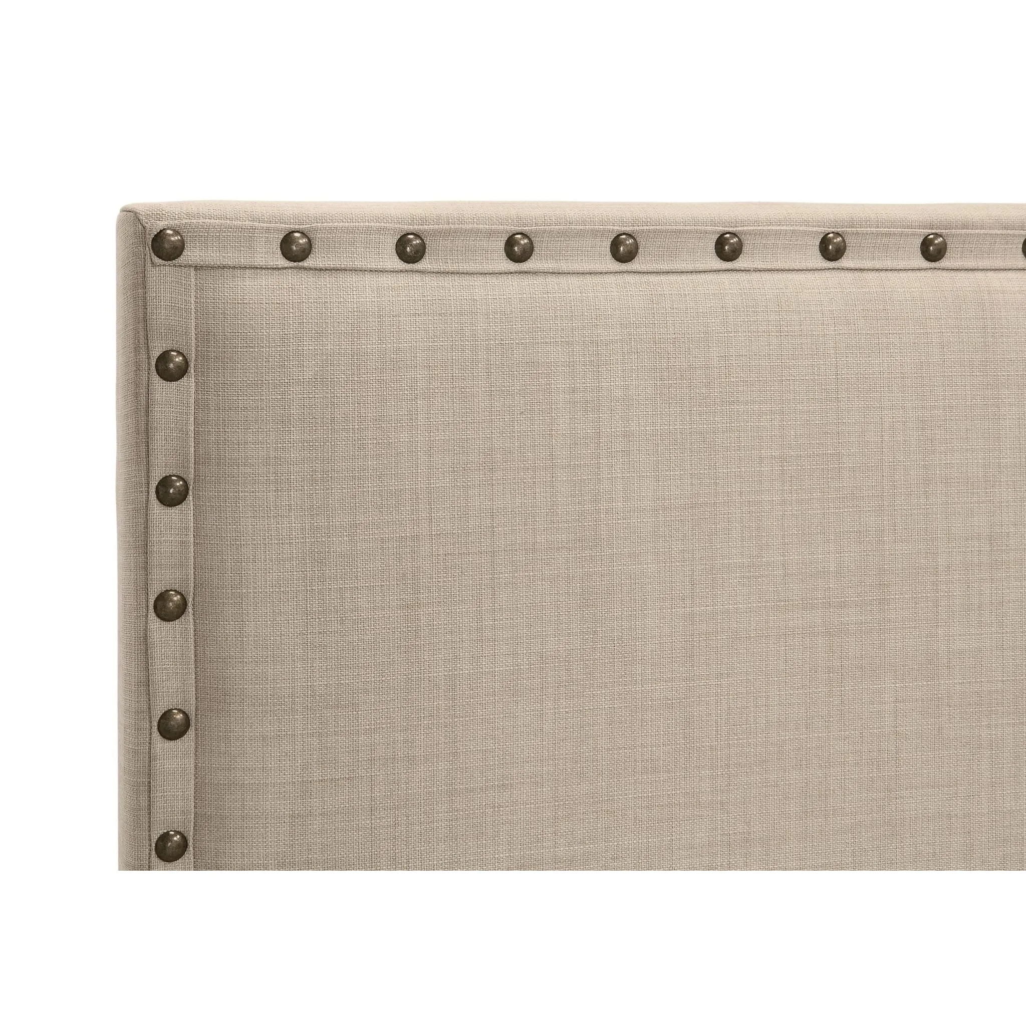 Tavel Nailhead Footboard Storage Bed in Toast Linen