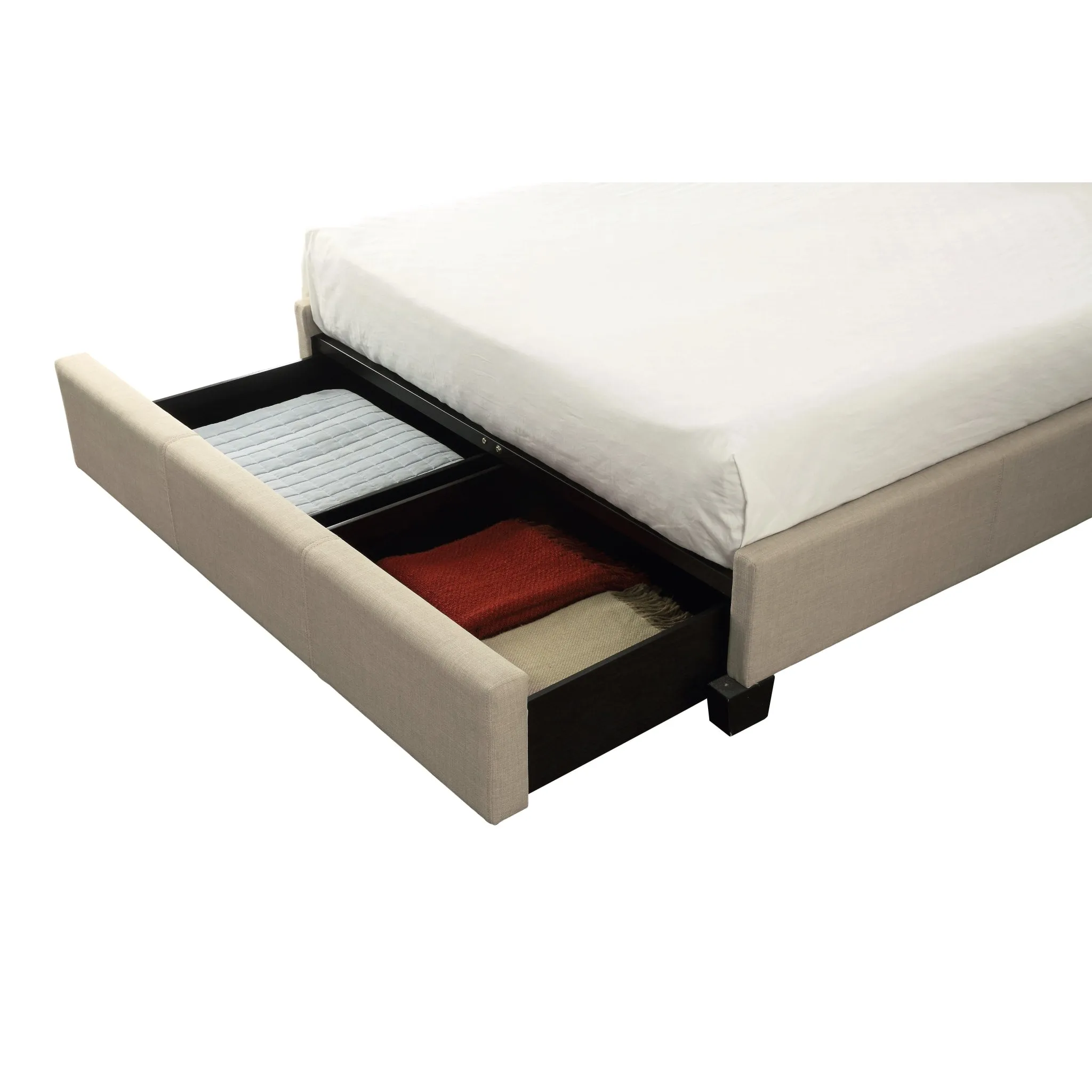 Tavel Nailhead Footboard Storage Bed in Toast Linen