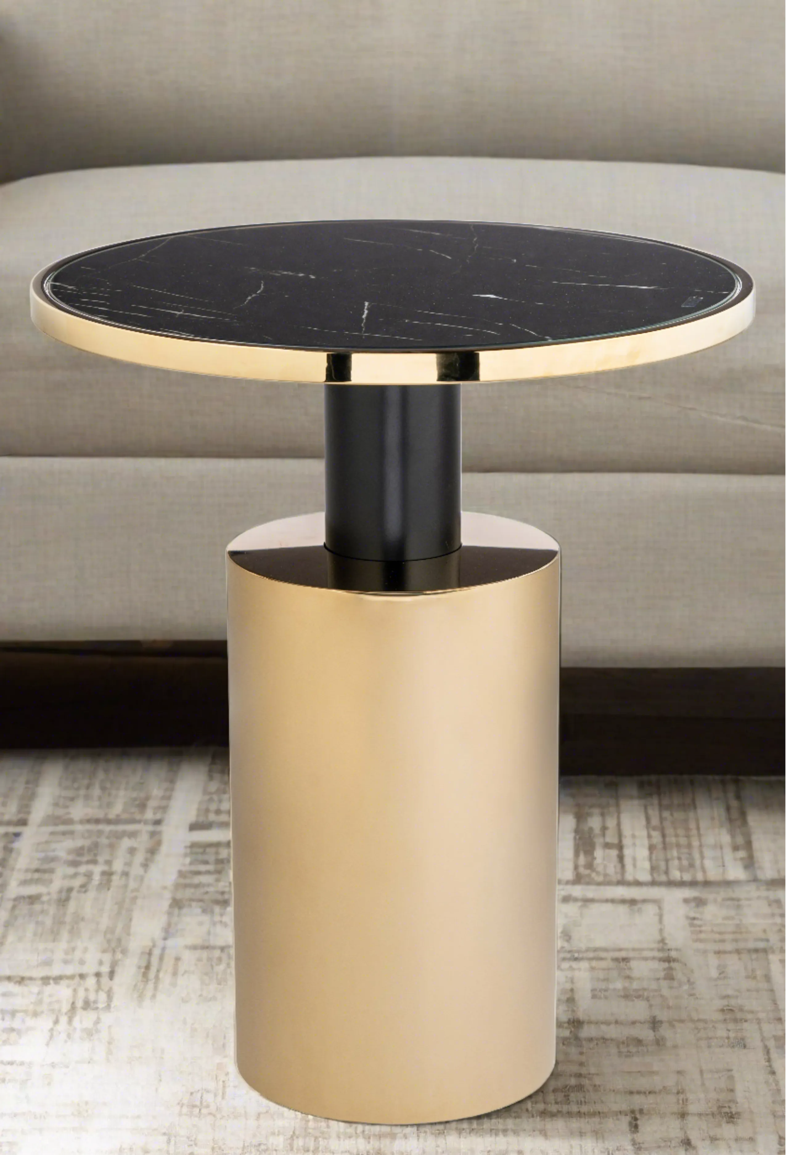 Taylor  Side Table-Black and Gold