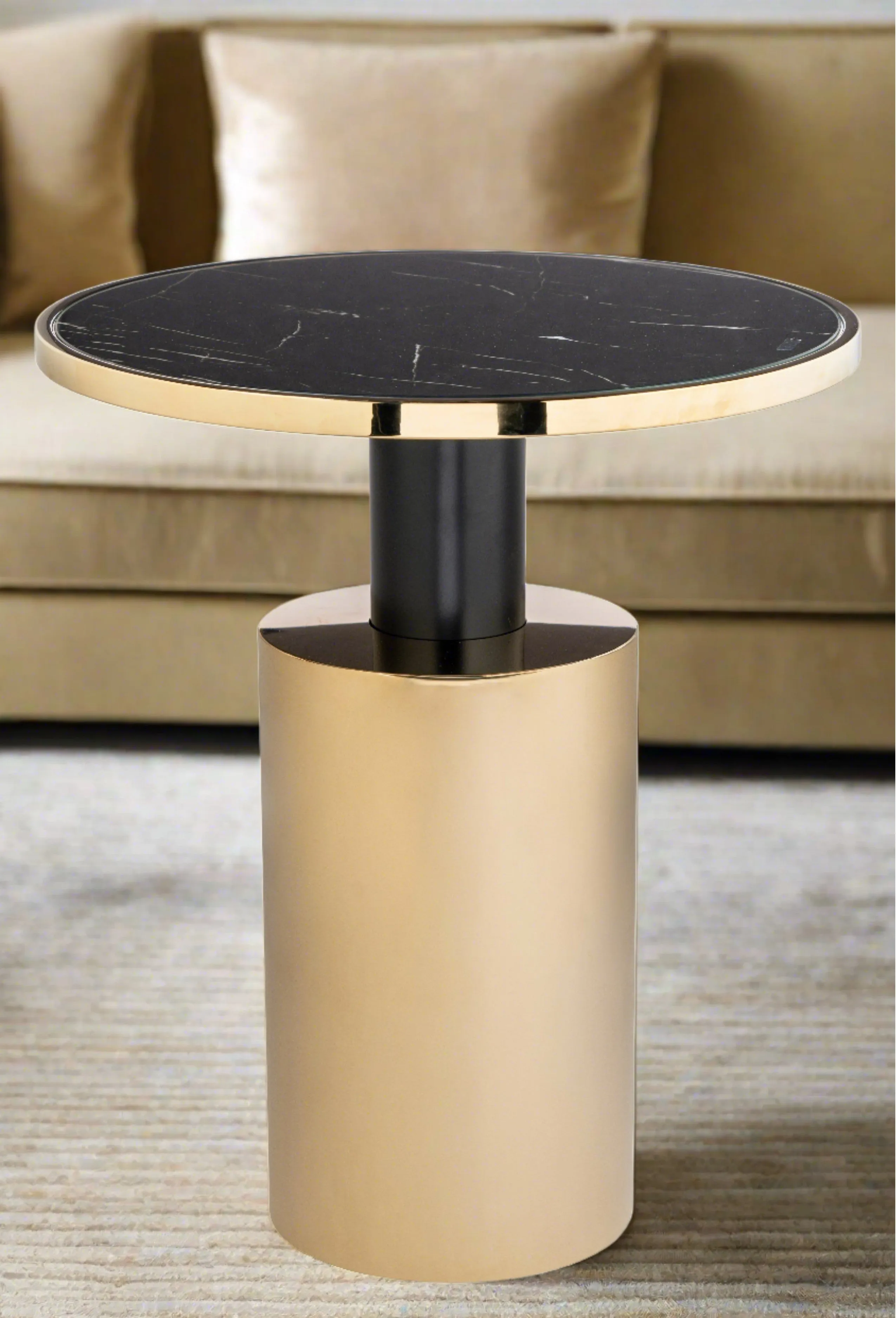 Taylor  Side Table-Black and Gold