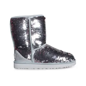 UGG Classic Short Sequin Silver Boots - Women's