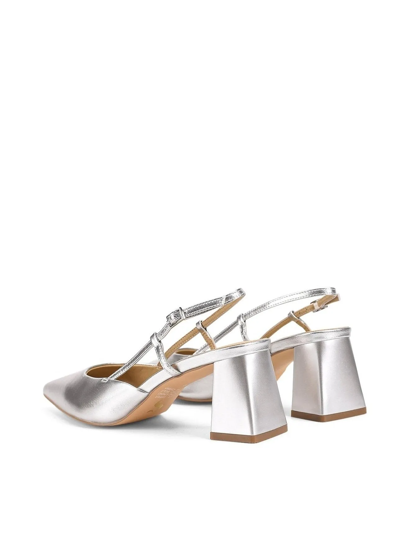 Yasmine Slingback Heels - Silver Metallic Leather