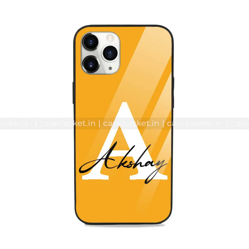 Yellow Name Initial's Glass Phone Cover